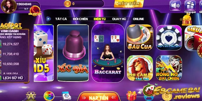 68gamebai reviews Rồng hổ đại chiến 68 game bài - game điện tử chất